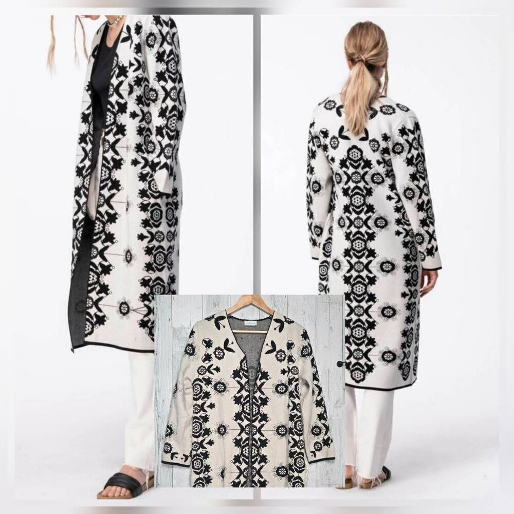 Essitam Lili Magnifique Long Jacquard Tapestry Viscose Blend Cardigan Sz. S